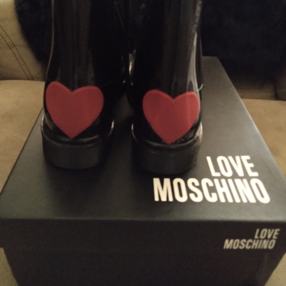 Love Moschino Boot WM -Black/Red ❤ Heart Motif-10 - Picture 1 of 6